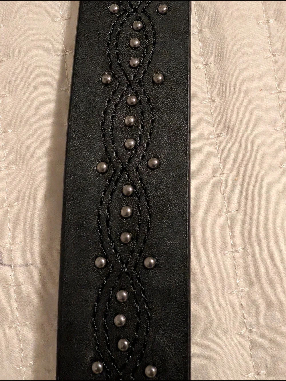 Black Studded Leather Waist Belt